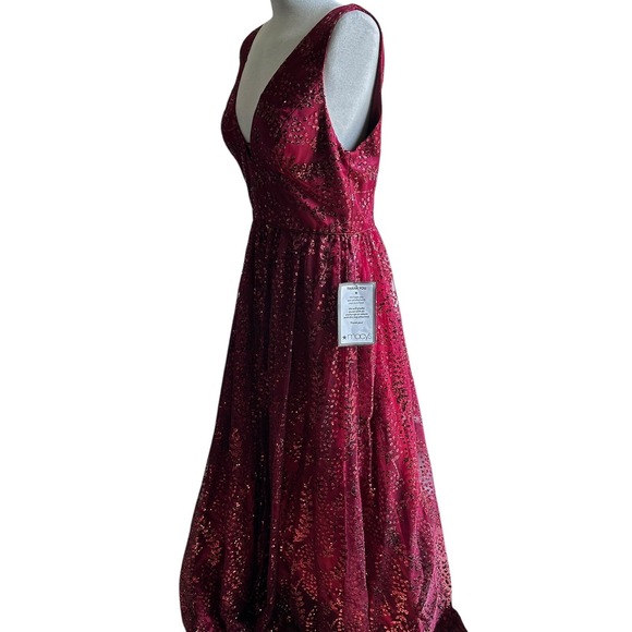 Blondie Nites Wine Gown Sequin Formal Party Size 13 Prom Elegant Evening NWT - Picture 6 of 14